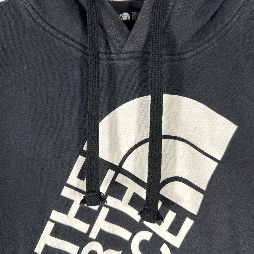 The North Face Hoodie Mens Small Faded Black Spellout‎ Graphic Hike Outdoors